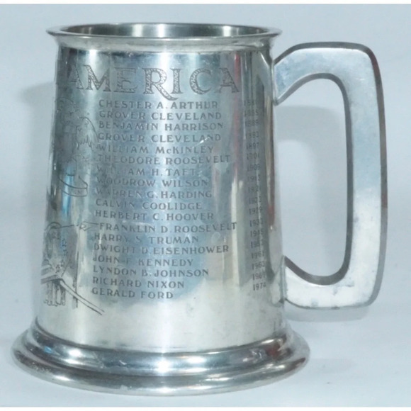 Presidents of America Vintage Engraved Pewter Mug - Picture 2 of 8